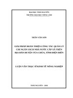 Giải pháp hoàn thiện công tác quản lý chi ngân sách nhà nước cấp xã trên địa bàn huyện tủa chùa, tỉnh điện biên