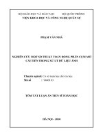 Nghiên cứu một số thuật toán đồng phân cụm mờ cải tiến trong xử lý dữ liệu ảnh (tt) 