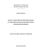 QUẢN LÝ THUẾ ĐỐI VỚI HỘ KINH DOANH  CÁ THỂ TRÊN ĐỊA BÀN QUẬN HỒNG BÀNG, THÀNH PHỐ HẢI PHÒNG