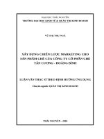 Xây dựng chiến lược marketing cho sản phẩm chè của công ty cổ phần chè tân cương hoàng bình