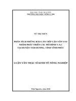 Phân tích những rào cản tiếp cận vốn vay nhằm phát triển các mô hình v a c tại huyện tam dương, tỉnh vĩnh phúc