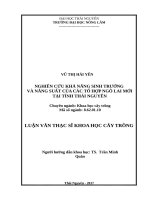 Nghiên cứu khả năng sinh trưởng và năng suất của các tổ hợp ngô lai mới tại tỉnh thái nguyên