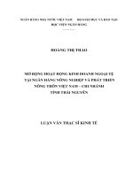 Mở rộng hoạt động kinh doanh ngoại tệ tại ngân hàng nông nghiệp và phát triển nông thôn chi nhánh tỉnh Thái Nguyên