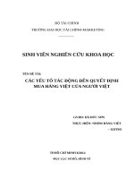 CÁC YẾU TỐ TÁC ĐỘNG ĐẾN QUYẾT ĐỊNH DÙNG HÀNG VIỆT CỦA NGƯỜI VIỆT
