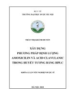 xây dựng phương pháp định lượng amoxicilin và acid clavulanic trong huyết tương bằng hplc 