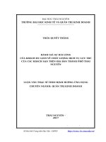 Đánh giá sự hài lòng của khách du lịch về chất lượng dịch vụ lưu trú của các khách sạn trên địa bàn thành phố thái nguyên 