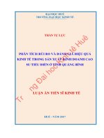 Phân tích rủi ro và đánh giá hiệu quả kinh tế trong sản xuất kinh doanh cao su tiểu điền ở tỉnh quãng bình 