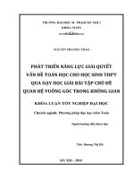Phát triển năng lực giải quyết vấn đề toán học cho học sinh THPT qua dạy học giải bài tập chủ đề quan hệ vuông góc trong không gian