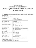 Giáo án Toán 3 chương 1 bài 2: Cộng, trừ các số có 3 chữ số (không nhớ)