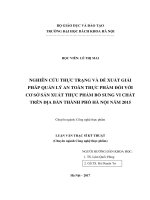 Nghiên cứu thực trạng và đề xuất giải pháp quản lý an toàn thực phẩm đối với cơ sở sản xuất thực phẩm bổ sung vi chất trên địa bàn thành phố hà nội năm 2015 
