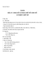 Giáo án Toán 3 chương 2 bài 27: Chia số có 2 chữ số cho 1 số có 1 chữ số