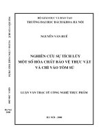 Nghiên cứu sự tích luỹ một số hoá chất bảo vệ thực vật và chì vào tôm sú 