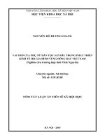 Vai trò của phụ nữ dân tộc sán dìu trong phát triển kinh tế hộ gia đình vùng đông bắc việt nam (nghiên cứu trường hợp tỉnh thái nguyên) TT