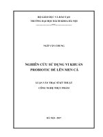 Nghiên cứu sử dụng vi khuẩn probiotic để lên men cá 