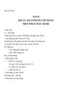 Giáo án Toán 3 chương 2 bài 23: So sánh số bé bằng 1 phần mấy số lớn