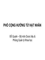 Bài giảng Phổ cộng hưởng từ hạt nhân (TS. Đỗ Quyên  ĐH Dược Hà Nội)