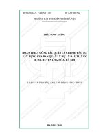 Hoàn thiện công tác quản lý chi phí đầu tư xây dựng của ban quản lý dự án đầu tư xây dựng huyện ứng hòa, hà nội (tóm tắt)