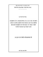 Nghiên cứu ảnh hưởng của các yếu tố đến chất lượng kiểm toán báo cáo tài chính doanh nghiệp có vốn đầu tư trực tiếp nước ngoài tại Việt Nam