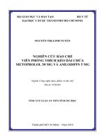 Nghiên cứu bào chế viên phóng thích kéo dài chứa metoprolol 50 mg và amlodipin 5 mg (TT)