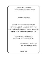 Nghiên cứu khảo sát khả năng sử dụng một số loại dầu thực vật như chất kháng khuẩn trong hoàn tất chức năng kháng khuẩn cho vải 
