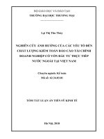 Nghiên cứu ảnh hưởng của các yếu tố đến chất lượng kiểm toán báo cáo tài chính doanh nghiệp có vốn đầu tư trực tiếp nước ngoài tại việt nam tt 