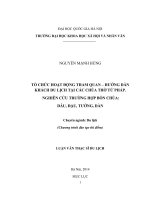 TỔ CHỨC HOẠT ĐỘNG THAM QUAN – HƯỚNG dẫn KHÁCH DU LỊCH tại các CHÙA THỜ tứ PHÁP  NGHIÊN cứu TRƯỜNG hợp bốn CHÙA dâu, đậu, TƯỚNG, dàn