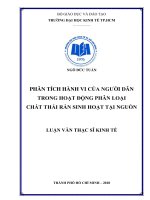 Phân tích hành vi của người dân trong hoạt động phân loại chất thải rắn sinh hoạt tại nguồn 