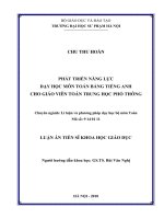 Phát triển năng lực  dạy học môn toán bằng tiếng anh  cho giáo viên toán trung học phổ thông