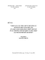 chọn lựa các tiêu chí và bộ công cụ đánh giá khả năng học tập của học sinh chậm phát triển trí tuệ ở các trường chuyên biệt và hoà nhập tại thành phố hồ chí minh 