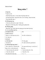 Giáo án Toán 3 chương 2 bài 8: Bảng nhân 7