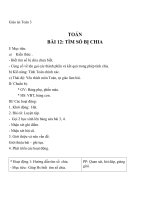 Giáo án Toán 3 chương 2 bài 12: Tìm số chia