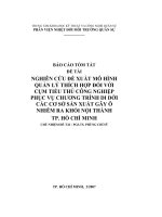 nghiên cứu đề xuất mô hình quản lý thích hợp đối với cụm tiểu thủ công nghiệp phục vụ chương trình di dời các cơ sở sản xuất gây ô nhiễm ra khỏi nội thành tp  hồ chí minh 