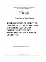 Determinants of behavior intention to use derivative securities  a study on individual investors behaviors in stock market of vietnam 