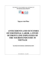 Antecedents and outcomes of emotional labor a study of front line employees of the tourism industry in vietnam 