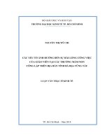 Các yếu tố ảnh hưởng đến sự hài lòng công việc của giáo viên tại các trường mầm non công lập trên địa bàn tỉnh bà rịa   vũng tàu 