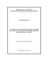 Các nhân tố ảnh hưởng đến quyết định gửi tiền vào ngân hàng thương mại của khách hàng cá nhân 