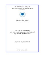 Các yếu tố ảnh hưởng đến việc chấp nhận chính phủ điện tử tại tỉnh bà rịa   vũng tàu 