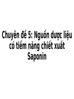 Chuyên đề 5: Nguồn dược liệu có tiềm năng chiết xuất Saponin