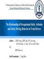 Mối liên quan giữa Thái độ an toàn nghề nghiệp với hành vi lái xe an toàn ở các tài xế xe lửa_the relationship of occupational safety attitudes and safety driving behavior in train drivers