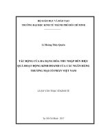 Tác động của đa dạng hóa thu nhập đến hiệu quả hoạt động kinh doanh của các ngân hàng thương mại cổ phần việt nam 