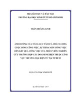 Ảnh hưởng của năng lực tâm lý, chất lượng cuộc sống công việc, sự thỏa mãn công việc đến kết quả công việc của nhân viên nghiên cứu trường hợp các doanh nghiệp thuộc lĩnh vực thương mại điện tử tại thành phố  