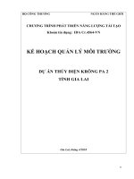 Vietnam   renewable energy development project  environmental plan (vol  11)  kế hoạch quản lý môi trường cho dự án thủy điện krong PA 2, tỉnh gia lai (vietnamese) 