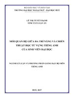Mối liên hệ giữa thuyết đa trí năng và chiến thuật học từ vựng tiếng anh của sinh viên đại học (tt) 