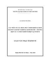 Các nhân tố tác động đến ý định khởi sự kinh doanh và hành vi khởi sự kinh doanh   trường hợp các cá nhân khởi nghiệp tại TP HCM 