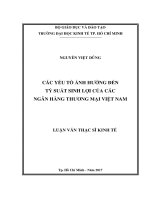 Các yếu tố ảnh hưởng đến tỷ suất sinh lợi của các ngân hàng thương mại việt nam 