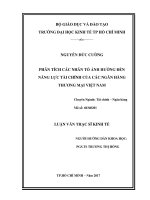 Phân tích nhân tố ảnh hưởng đến năng lực tài chính của các ngân hàng thương mại việt nam 