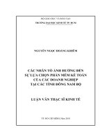 Các nhân tố ảnh hưởng đến sự lựa chọn phần mềm kế toán của các doanh nghiệp tại các tỉnh đông nam bộ 