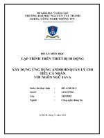 Xây dựng hế thống ứng dụng andriud quản lý chi tiêu cá nhân với ngôn ngữ java