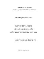 Các yếu tố tác động đến lợi nhuận của các ngân hàng thương mại việt nam 