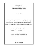 Chính sách phát triển kinh tế biển cả một số quốc gia ASEAN trong hội nhập kinh tế quốc tế và bài học kinh nghiệm cho việt nam tt 